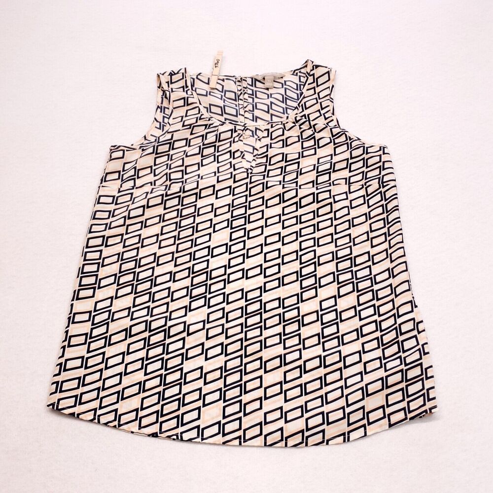 Banana Republic Sleeveless Casual Pullover Shirt Womens Size XS White Blue - Picture 2 of 8